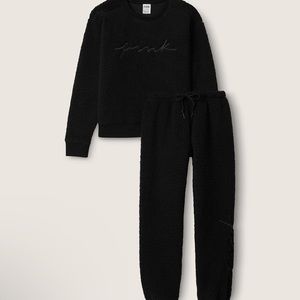 Pink Sherpa crew and Pant Set NWT
